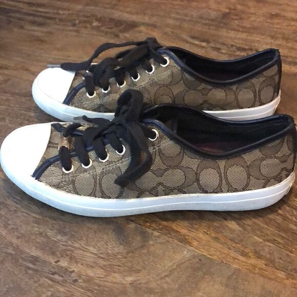 COACH brown “Empire” canvas sneakers brown size 8B - Picture 1 of 13
